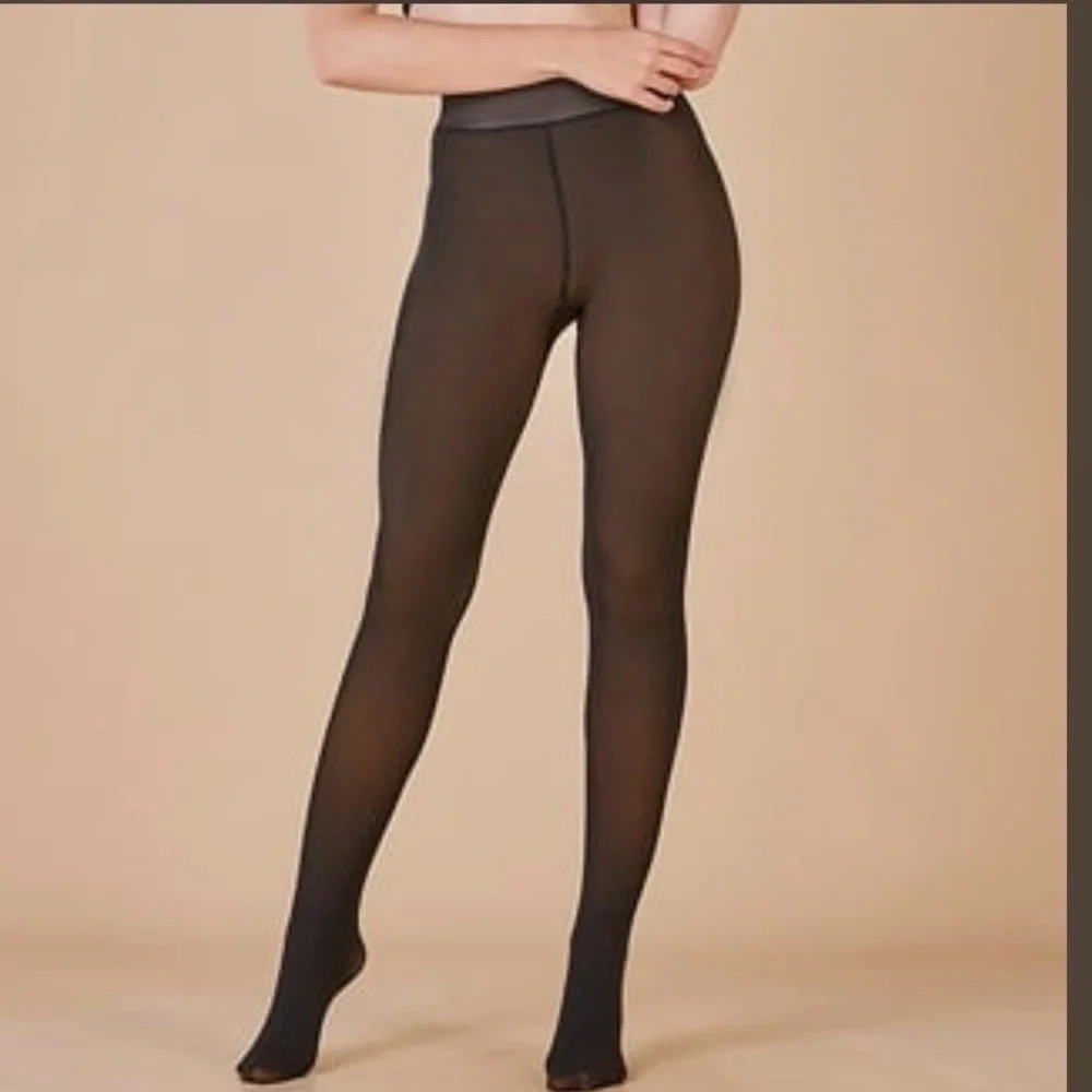 Gray Thermal Fleece Lined Sheer Tights size medium